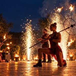 Esibizione di fuoco scenico per un evento aziendale a Roma