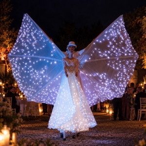 Performance con farfalle luminose per matrimoni e cerimonie