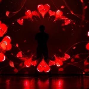 Spettacolo visual LED con cuori luminosi per gli sposi