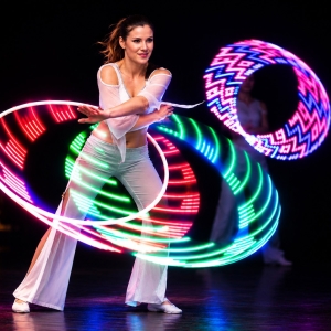 Ballerina con luci LED durante un’esibizione per eventi di lusso
