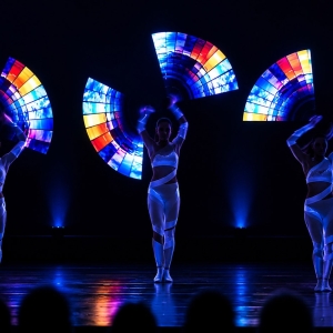Performance luminosa LED durante una cena di gala
