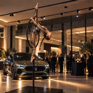 Esibizione aerea con lollipop luminoso per presentazioni automotive
